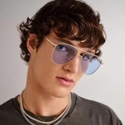Le Specs THE DUKE | GOLD SKY BLUE TINT -Le Specs 018e4b1e0d4c3ba5c126c635c6b955ed